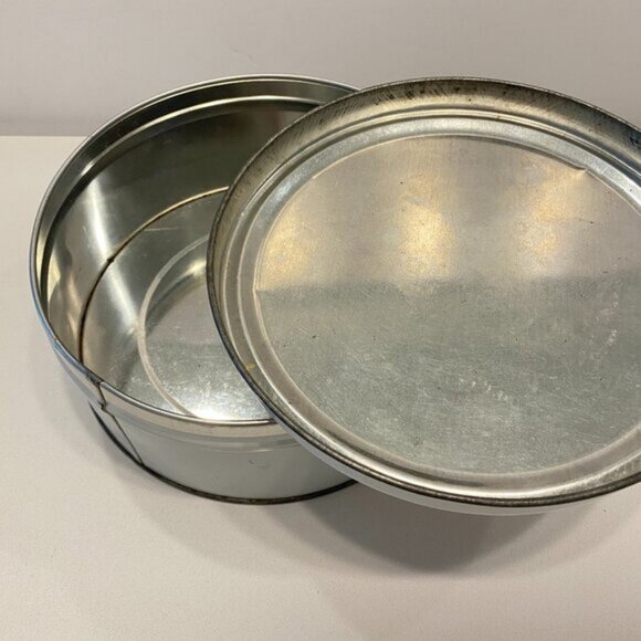 Vintage Birds of Paradise Empty Cookie Cake Tin White Round Farmhouse Decor - Picture 4 of 6